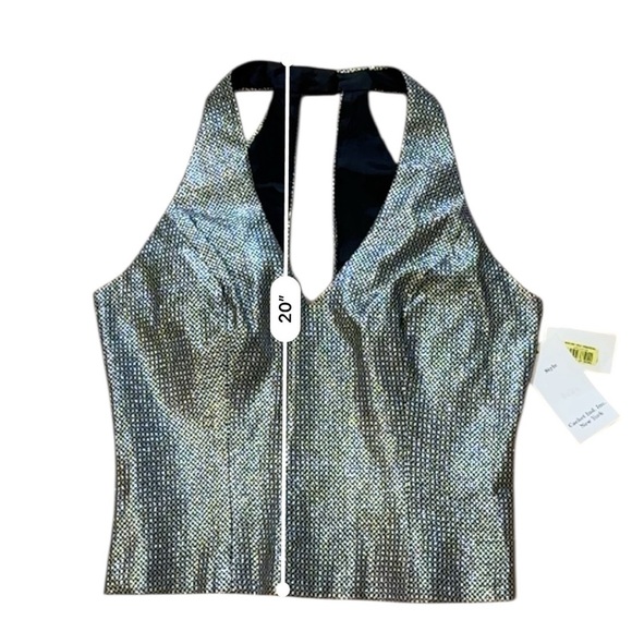 VTG Y2K Cachet Tailored Black Silver & Black Checkered Halter Top Size 6 NWT - Picture 12 of 12